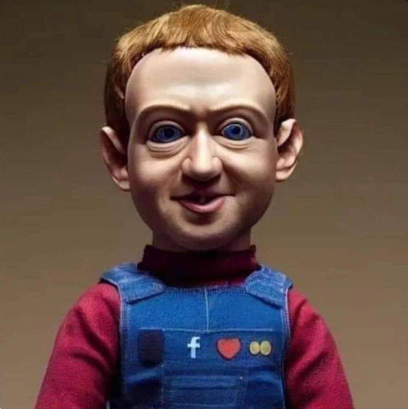Chuckie doll in the style of Mark Zuckerberg