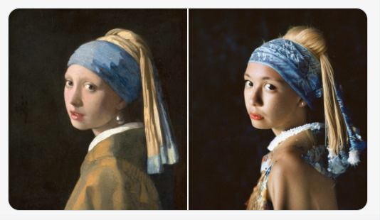Girl with Pearl Earring with AI version