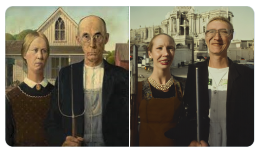 American Gothic with AI version